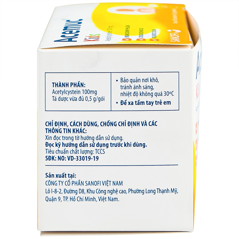 Hình ảnh Thuốc cốm Acemuc Kids 100mg Sanofi long đàm, tiêu nhầy, giảm ho (30 gói x 0.5g)