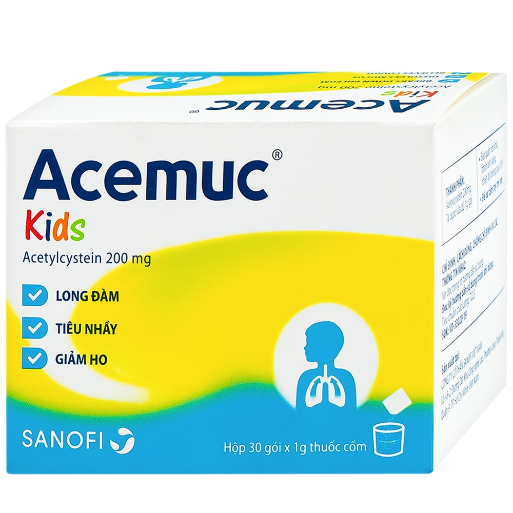 Hình ảnh Thuốc cốm Acemuc Kids 200mg Sanofi long đàm, tiêu nhầy, giảm ho (30 gói x 1g)