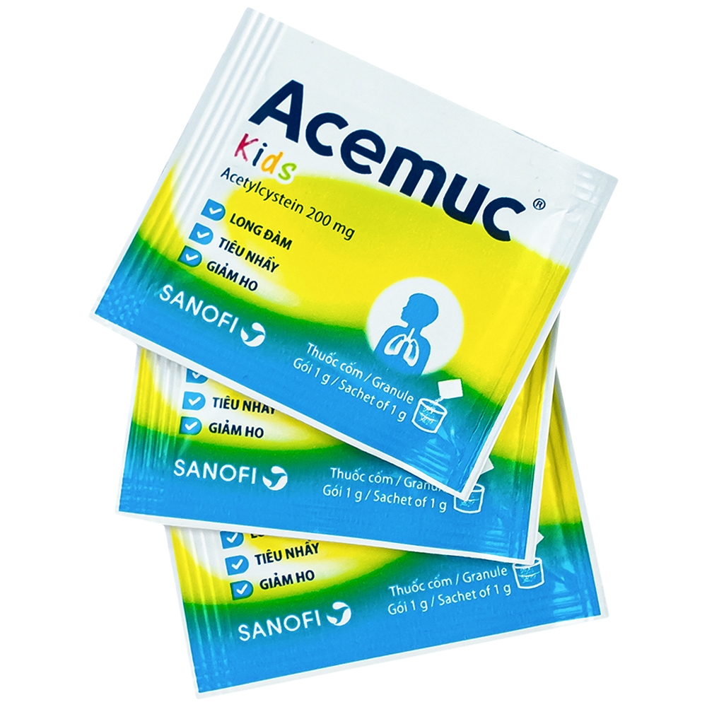 Hình ảnh Thuốc cốm Acemuc Kids 200mg Sanofi long đàm, tiêu nhầy, giảm ho (30 gói x 1g)