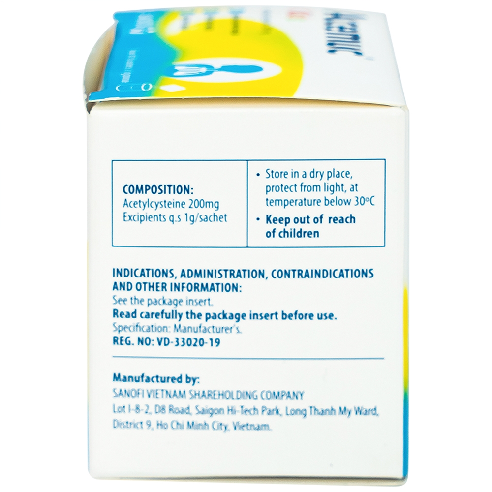 Hình ảnh Thuốc cốm Acemuc Kids 200mg Sanofi long đàm, tiêu nhầy, giảm ho (30 gói x 1g)