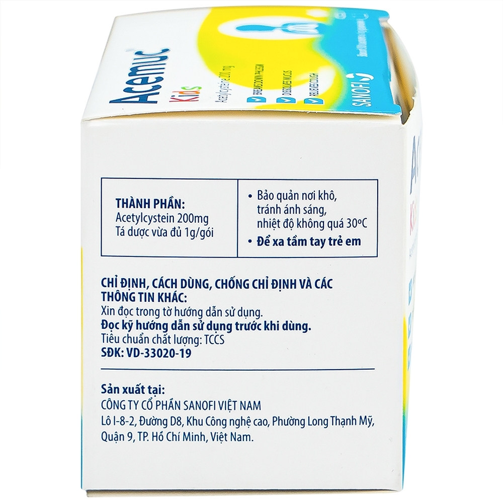 Hình ảnh Thuốc cốm Acemuc Kids 200mg Sanofi long đàm, tiêu nhầy, giảm ho (30 gói x 1g)