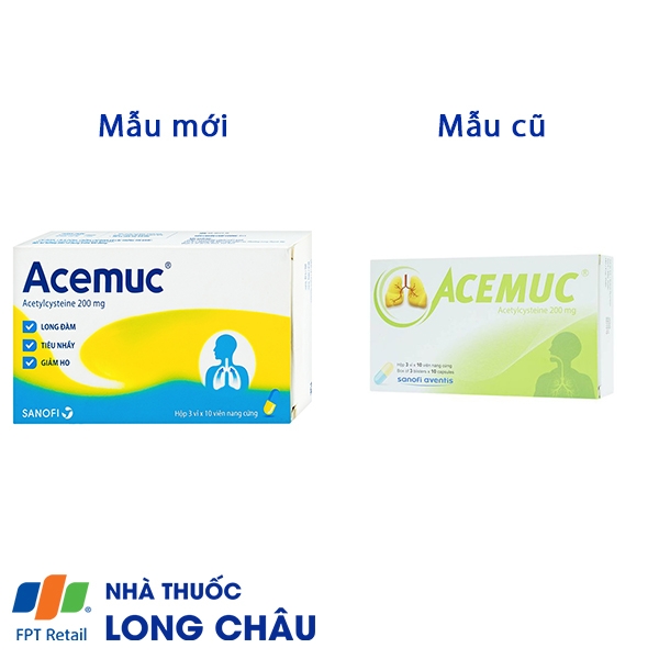 Hình ảnh Thuốc Acemuc 200mg Sanofi long đàm, tiêu nhầy, giảm ho (3 vỉ x 10 viên)