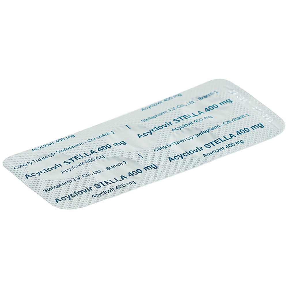 Hình ảnh Thuốc Acyclovir Stella 400mg điều trị nhiễm Herpes simplex, Herpes zoster, thủy đậu (7 vỉ x 5 viên)