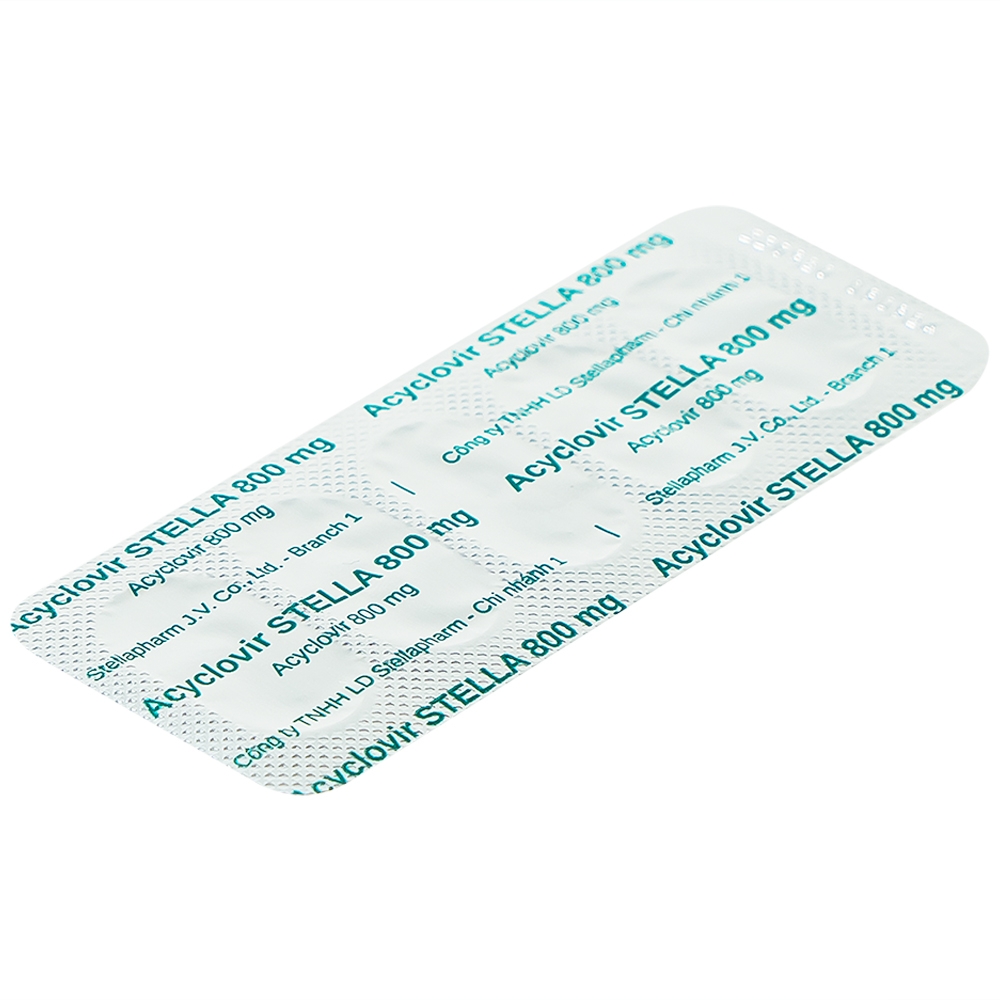 Hình ảnh Thuốc Acyclovir Stella 800mg điều trị nhiễm Herpes simplex, Herpes zoster, thủy đậu (7 vỉ x 5 viên)
