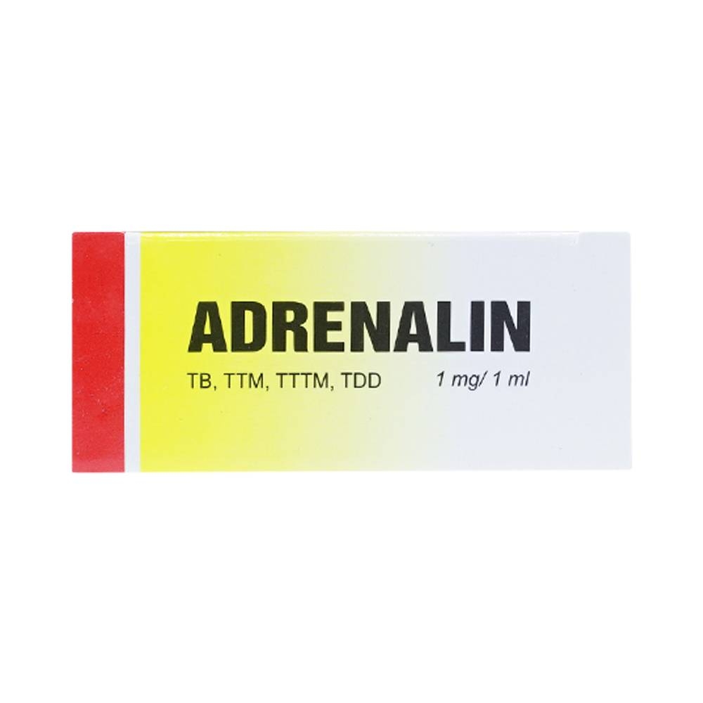 Hình ảnh Dung dịch tiêm Adrenalin 1mg/1ml hồi sức tim phổi, cấp cứu choáng phản vệ (2 vỉ x 5 ống)