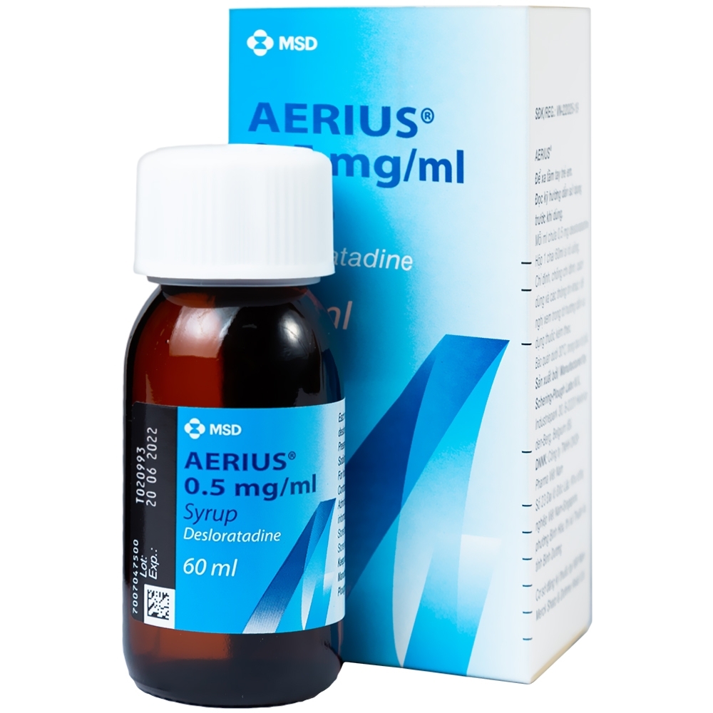 Hình ảnh Siro Aerius MSD giảm nhanh các triệu chứng viêm mũi dị ứng, mày đay (60ml)