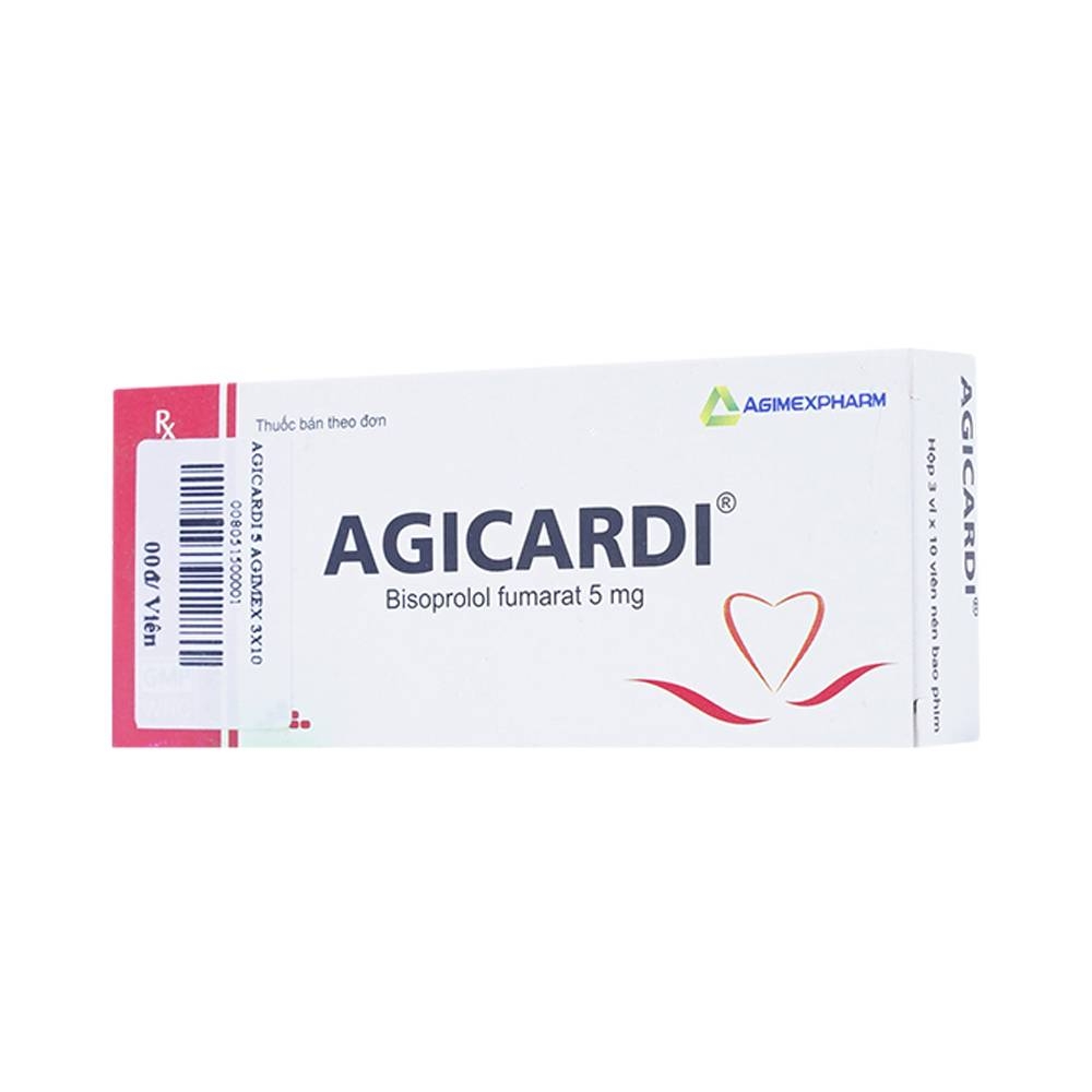 Hình ảnh Thuốc Agicardi 5mg Agimexpharm điều trị tăng huyết áp, đau thắt ngực (3 vỉ x 10 viên)