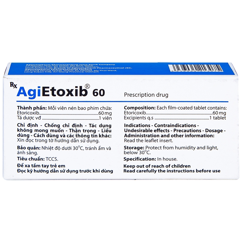 Hình ảnh Thuốc Agietoxib 60 Agimexpharm điều trị viêm xương khớp (3 vỉ x 10 viên)