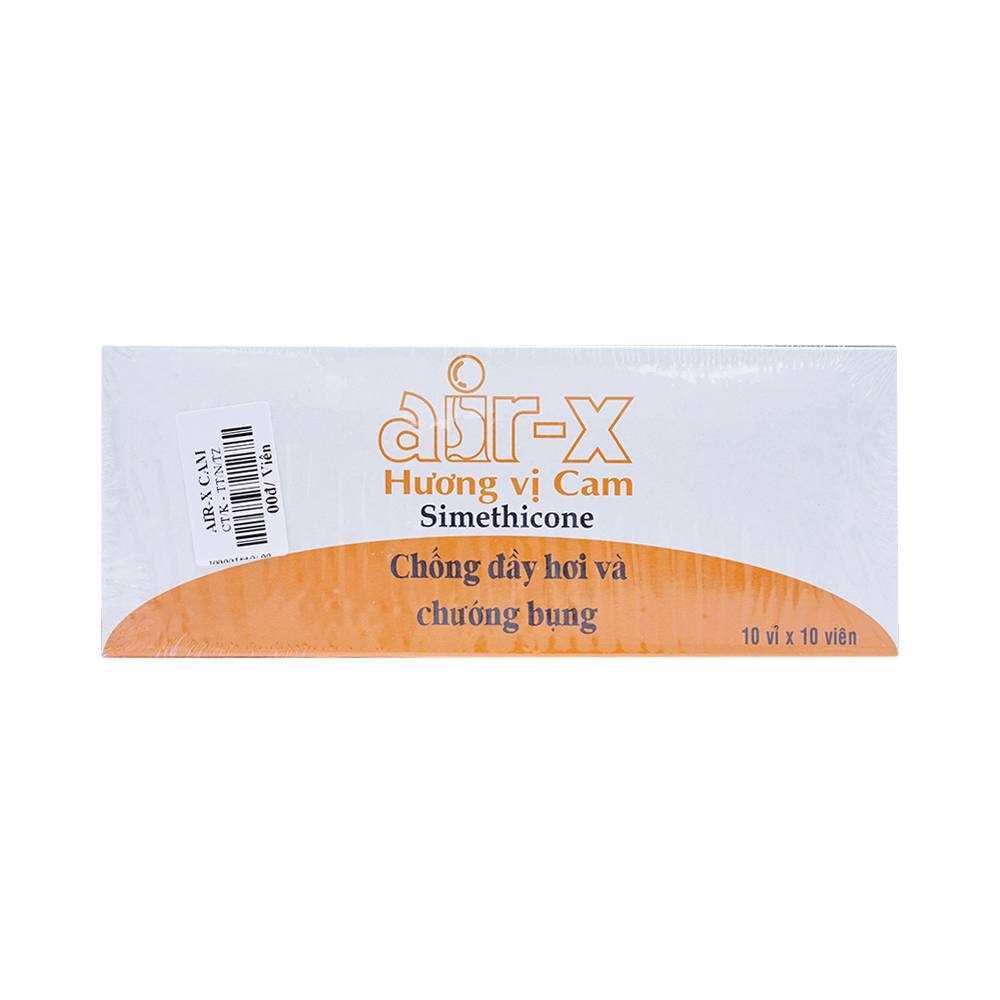 Hình ảnh Viên nhai Air-X hương cam chống đầy hơi và chướng bụng (10 vỉ x 10 viên)