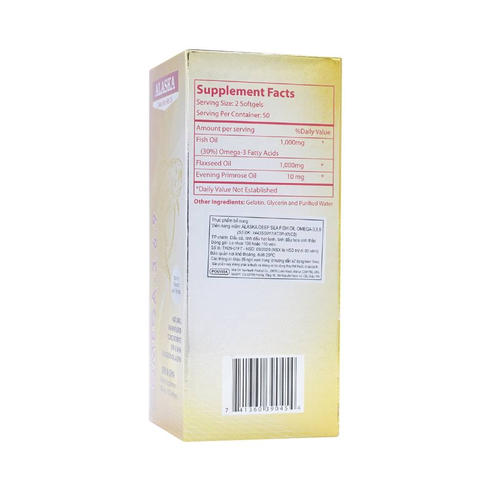 Hình ảnh Viên Dầu Cá Alaska Omega 3 6 9 giúp phát triển não bộ, tăng thị lực mắt (100 viên)