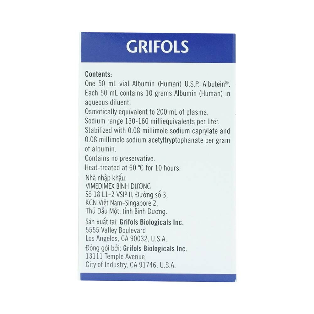 Hình ảnh Dịch truyền Albutein 20% Grifols điều trị sốc giảm thể tích (50ml)