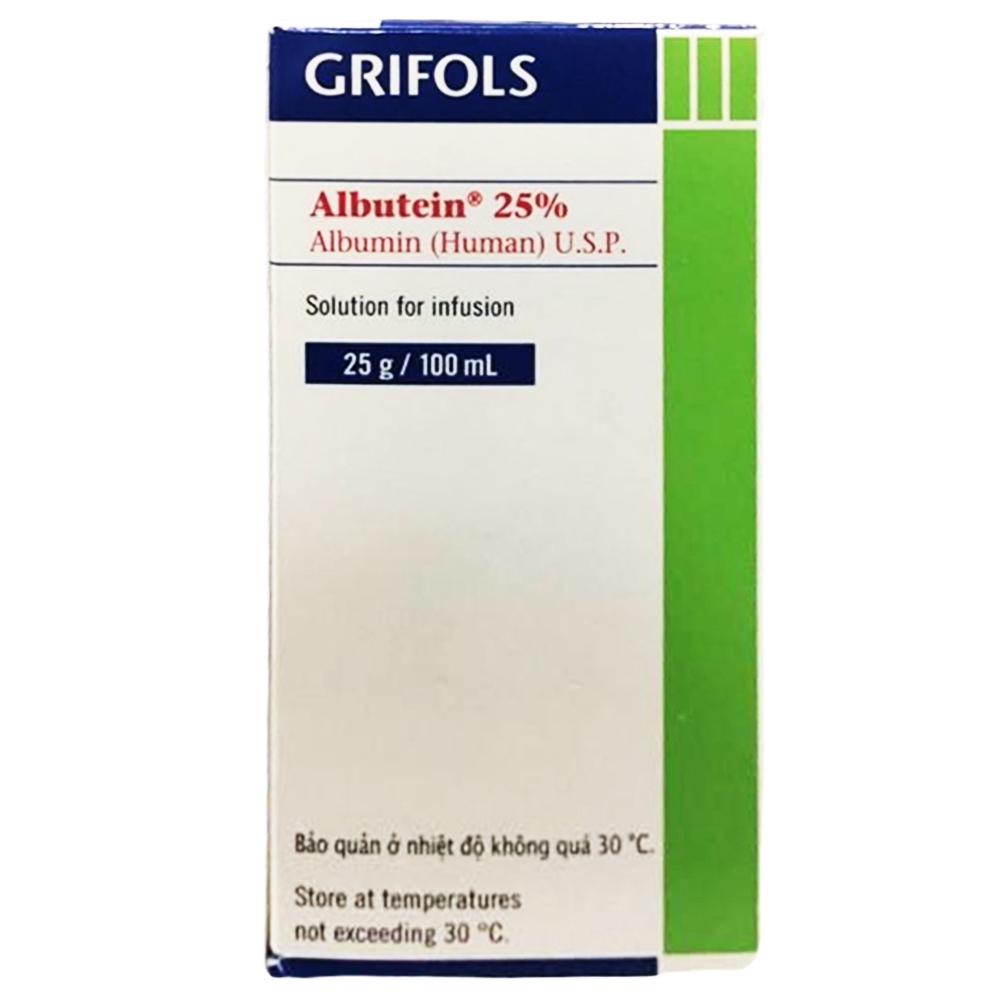 Hình ảnh Dịch truyền tĩnh mạch Albutein 25% Grifols điều trị sốc giảm thể tích (100ml)