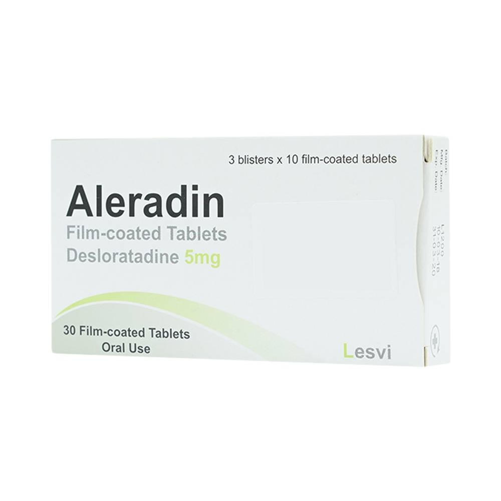 Hình ảnh Thuốc Aleradin 5mg giảm các triệu chứng viêm mũi dị ứng theo mùa, mày đay (3 vỉ x 10 viên)
