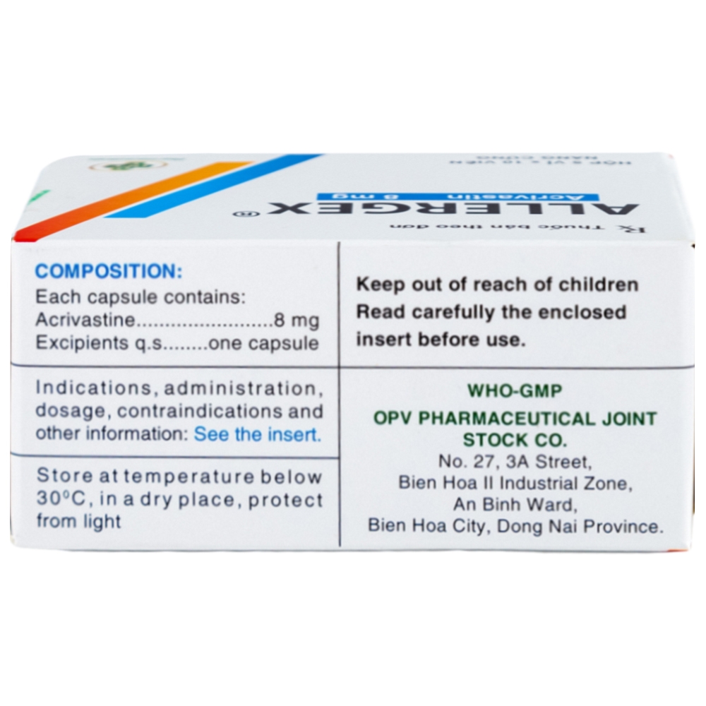 Hình ảnh Thuốc Allergex 8mg OPV điều trị viêm mũi dị ứng, mày đay vô căn mạn tính (5 vỉ x 10 viên)