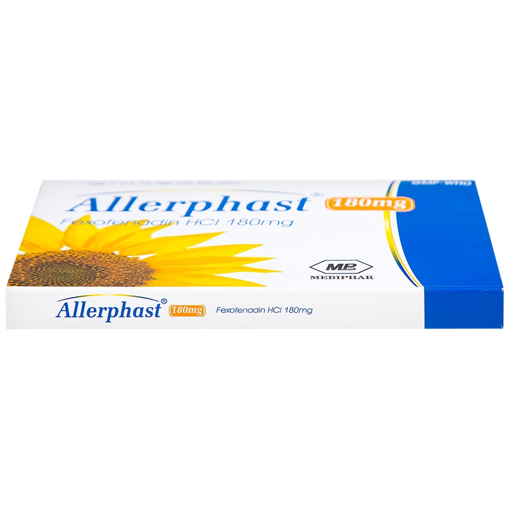 Hình ảnh Thuốc Allerphast 180mg Mebiphar điều trị viêm mũi dị ứng theo mùa, mày đay mạn tính vô căn (1 vỉ x 10 viên)