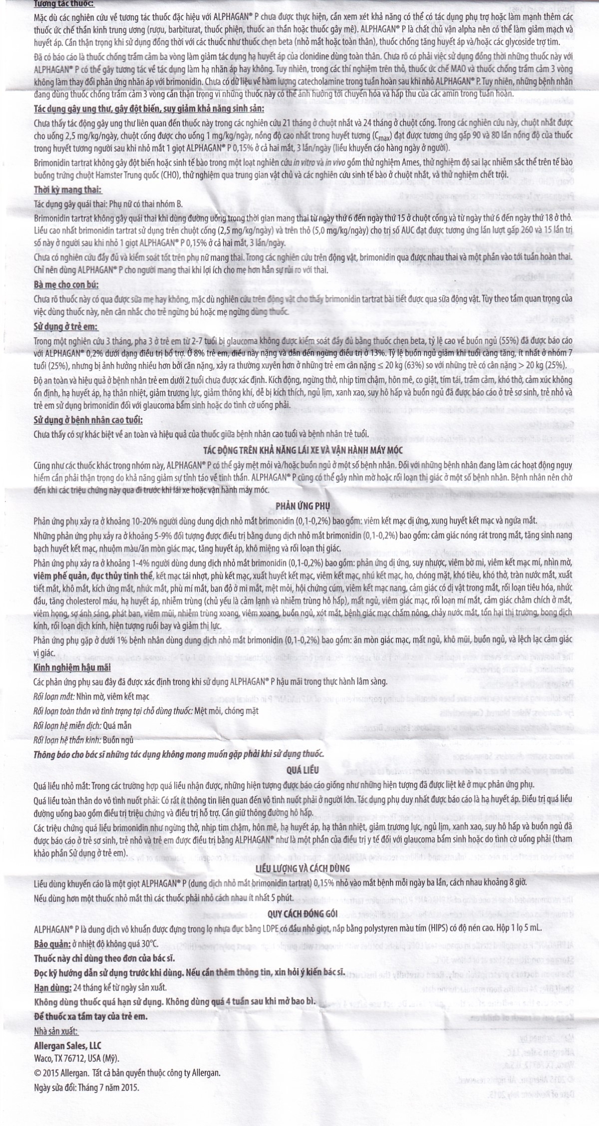 Hình ảnh Thuốc nhỏ mắt Alphagan P Allergan điều trị tăng nhãn áp (5ml)