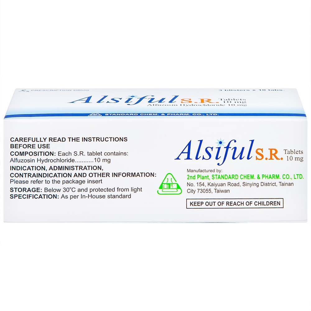 Hình ảnh Thuốc Alsiful S.R 10mg Standard điều trị phì đại lành tính tuyến tiền liệt (3 vỉ x 10 viên)