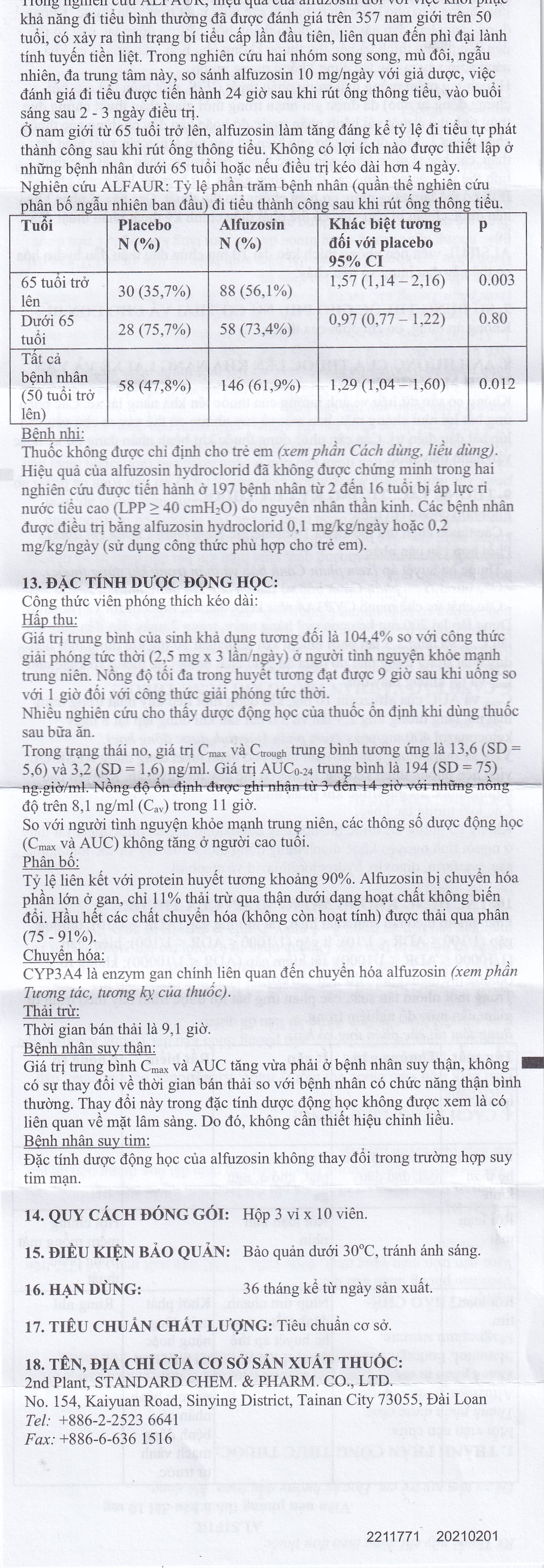 Hình ảnh Thuốc Alsiful S.R 10mg Standard điều trị phì đại lành tính tuyến tiền liệt (3 vỉ x 10 viên)