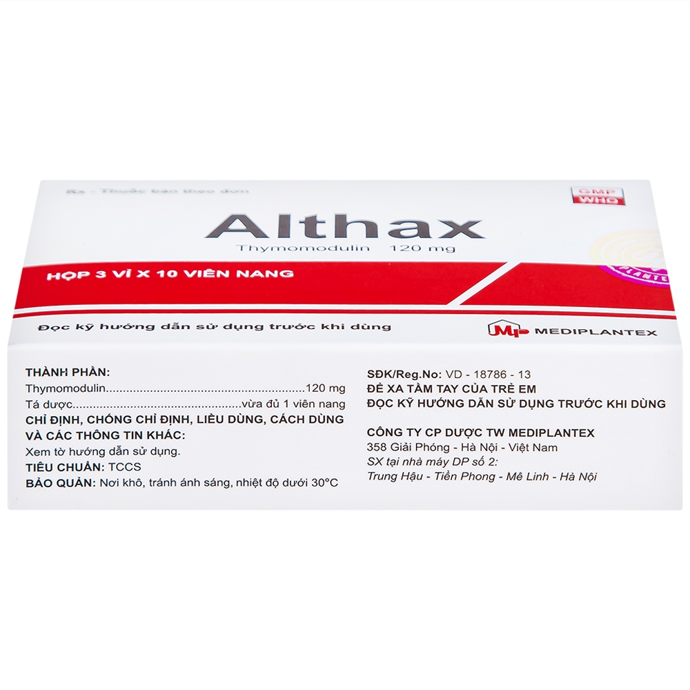 Hình ảnh Thuốc Althax 120mg Mediplantex hỗ trợ điều trị viêm mũi dị ứng, nhiễm khuẩn hô hấp (3 vỉ x 10 viên)