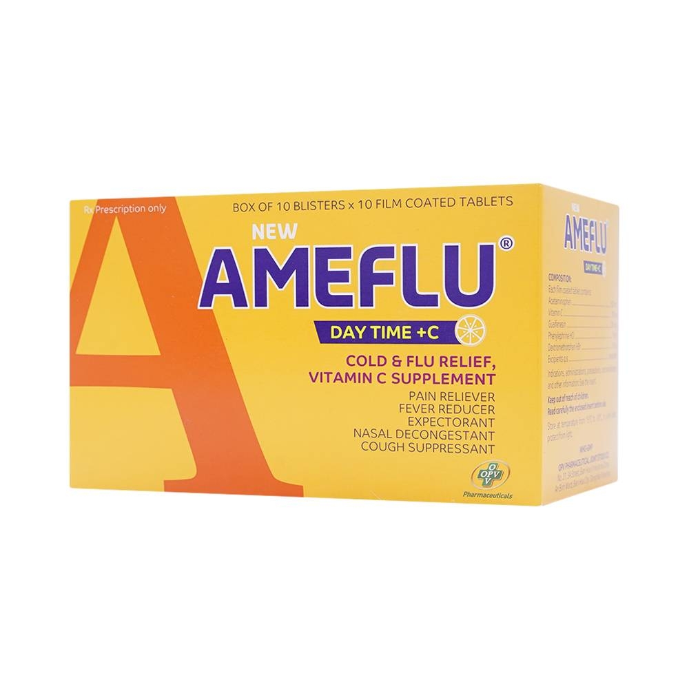 Hình ảnh Viên nén New Ameflu Day Time +C OPV điều trị cảm lạnh, cảm cúm (10 vỉ x 10 viên)