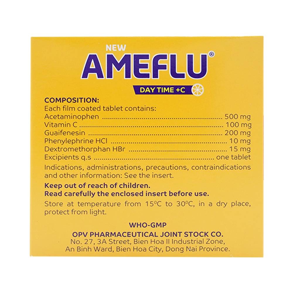 Hình ảnh Viên nén New Ameflu Day Time +C OPV điều trị cảm lạnh, cảm cúm (10 vỉ x 10 viên)