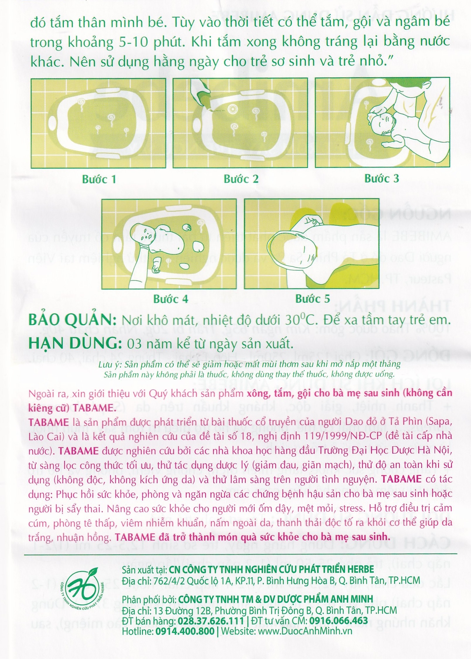Hình ảnh Nước tắm trẻ em Amibebe Herbe phòng và hỗ trợ điều trị rôm sảy (250ml)