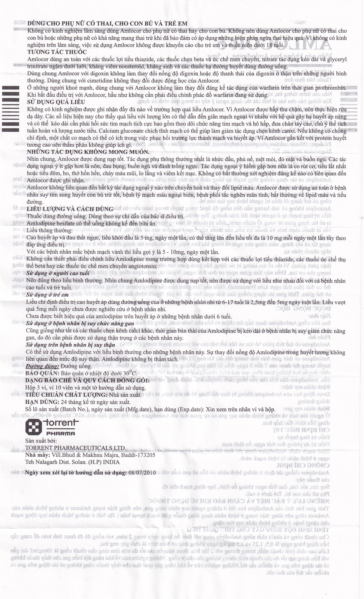 Hình ảnh Thuốc Amlocor-5 Torrent điều trị tăng huyết áp, đau thắt ngực (3 vỉ x 10 viên)