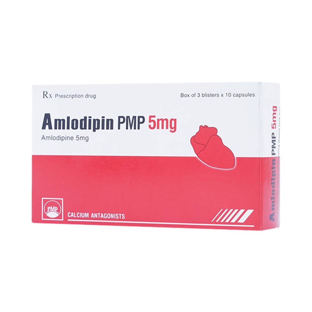 Hình ảnh Thuốc Amlodipin PMP 5mg Pymepharco điều trị tăng huyết áp, đau thắt ngực (3 vỉ x 10 viên)