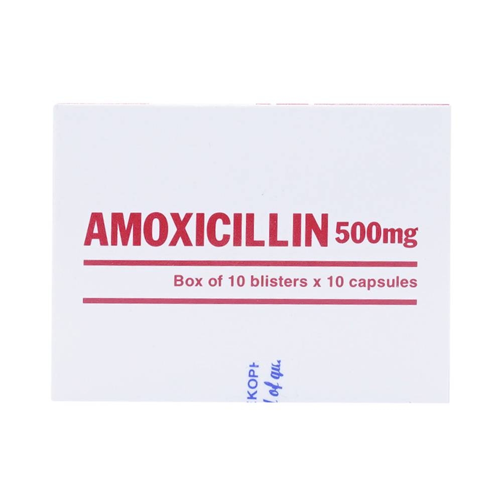 Hình ảnh Thuốc Amoxicillin 500mg Mekophar điều trị nhiễm khuẩn (10 vỉ x 10 viên)