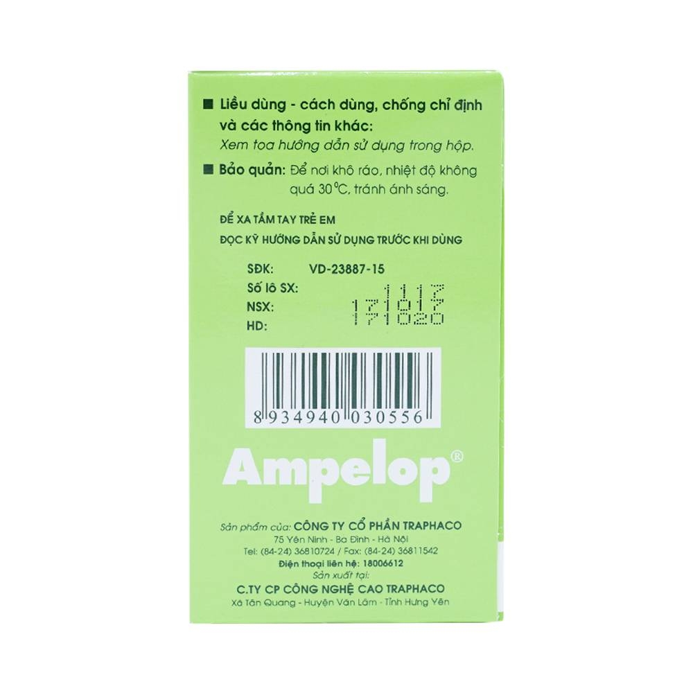 Hình ảnh Thuốc Ampelop 625mg Traphaco điều trị viêm loét dạ dày, hành tá tràng (9 vỉ x 10 viên)