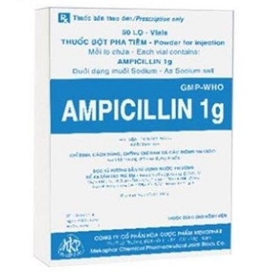 Hình ảnh Thuốc bột pha tiêm Ampicillin 1g Mekophar điều trị nhiễm khuẩn (1g)