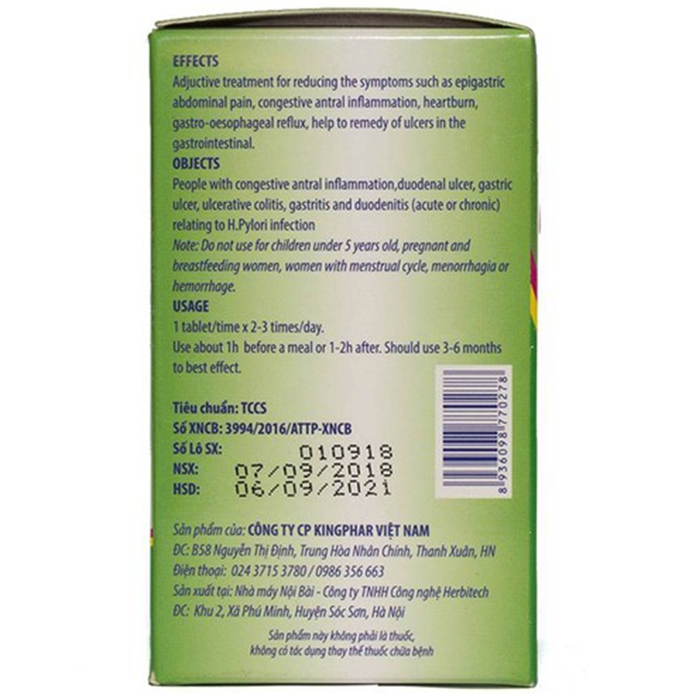Hình ảnh Viên uống An Dạ Kingphar hỗ trợ giảm chứng đau rát vùng thượng vị, xung huyết hang vị (40 viên)