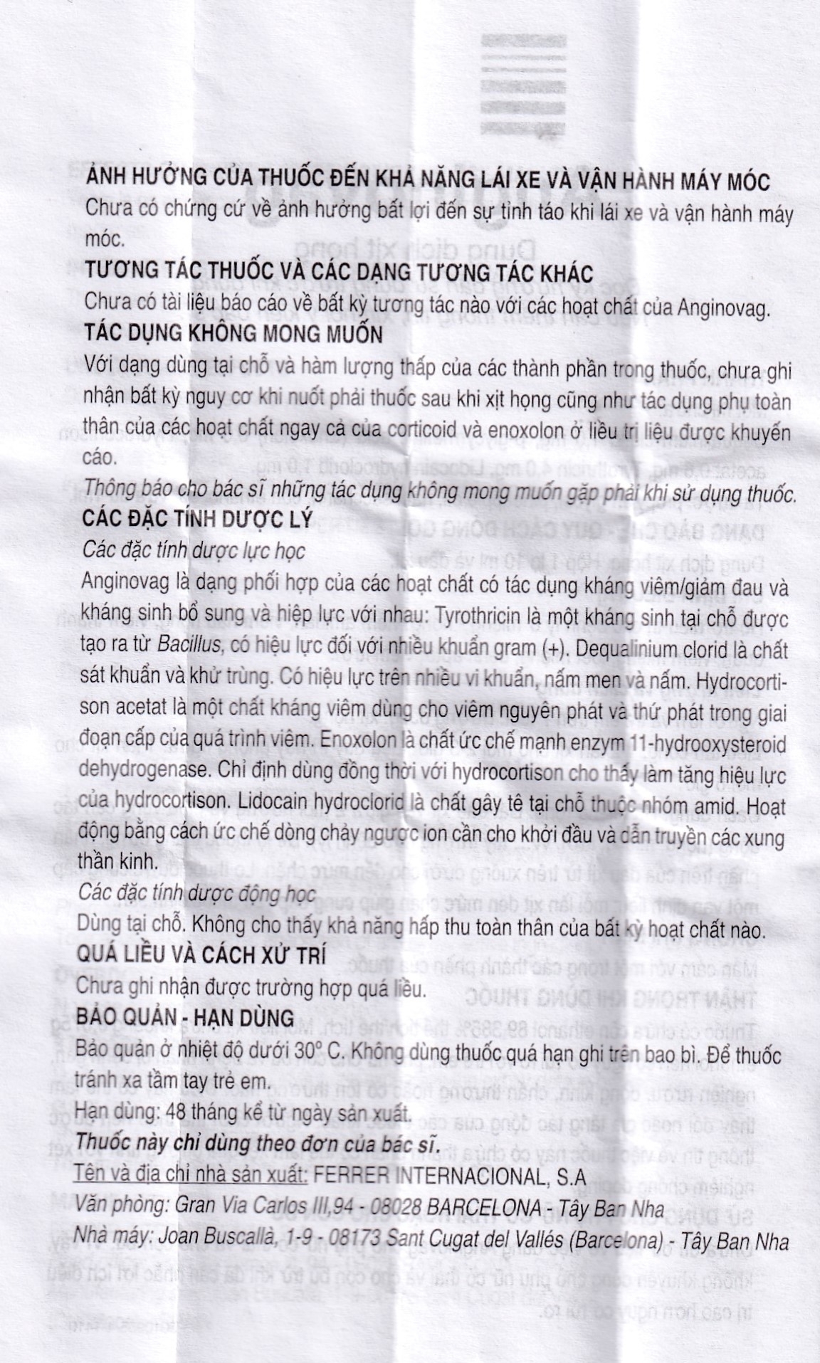 Hình ảnh Dung dịch xịt họng Anginovag Ferrer hỗ trợ điều trị các bệnh lý ở miệng, họng (10ml)