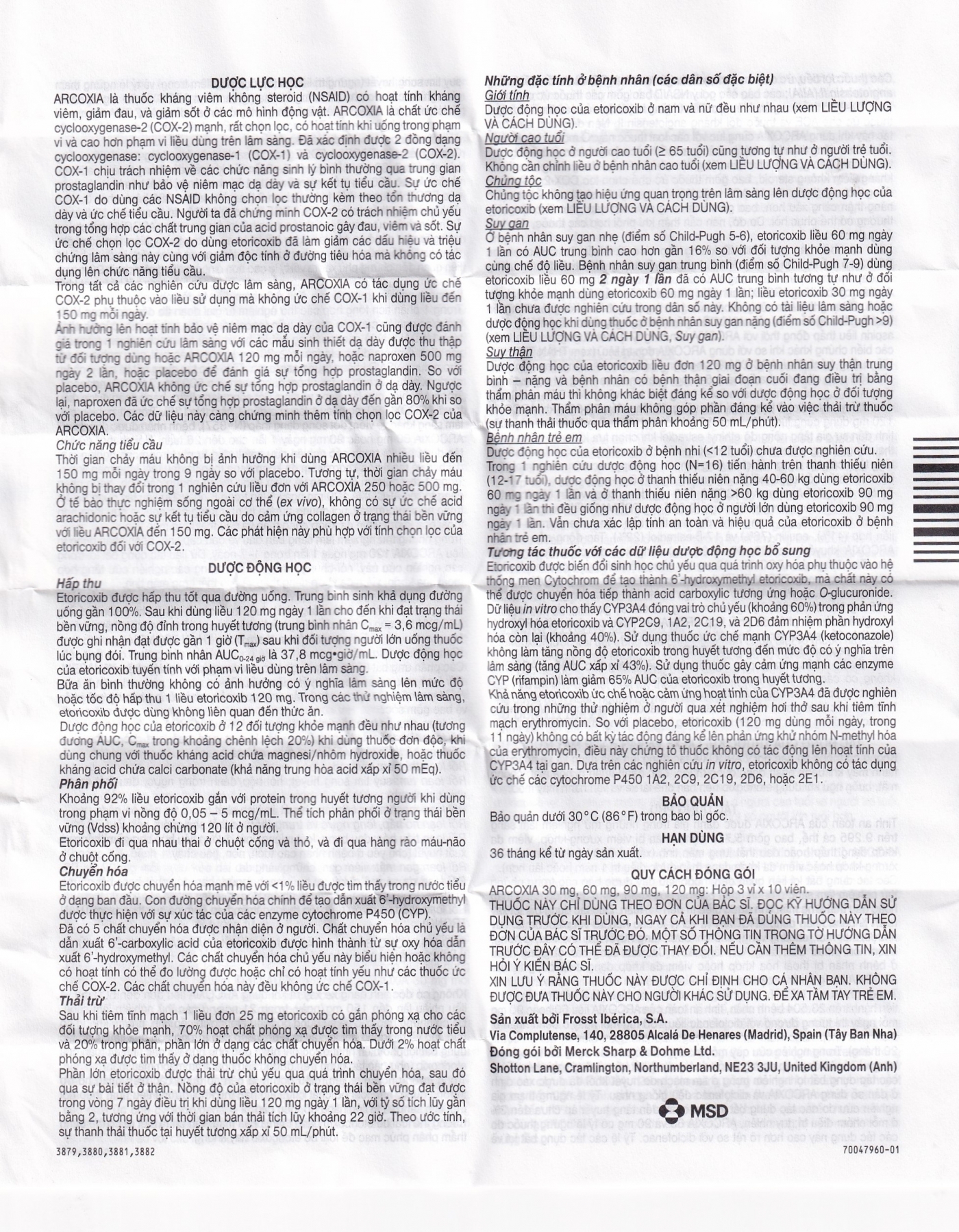 Hình ảnh Thuốc Arcoxia 120mg MSD điều trị thoái hoá khớp, viêm khớp dạng thấp (3 vỉ x 10 viên)