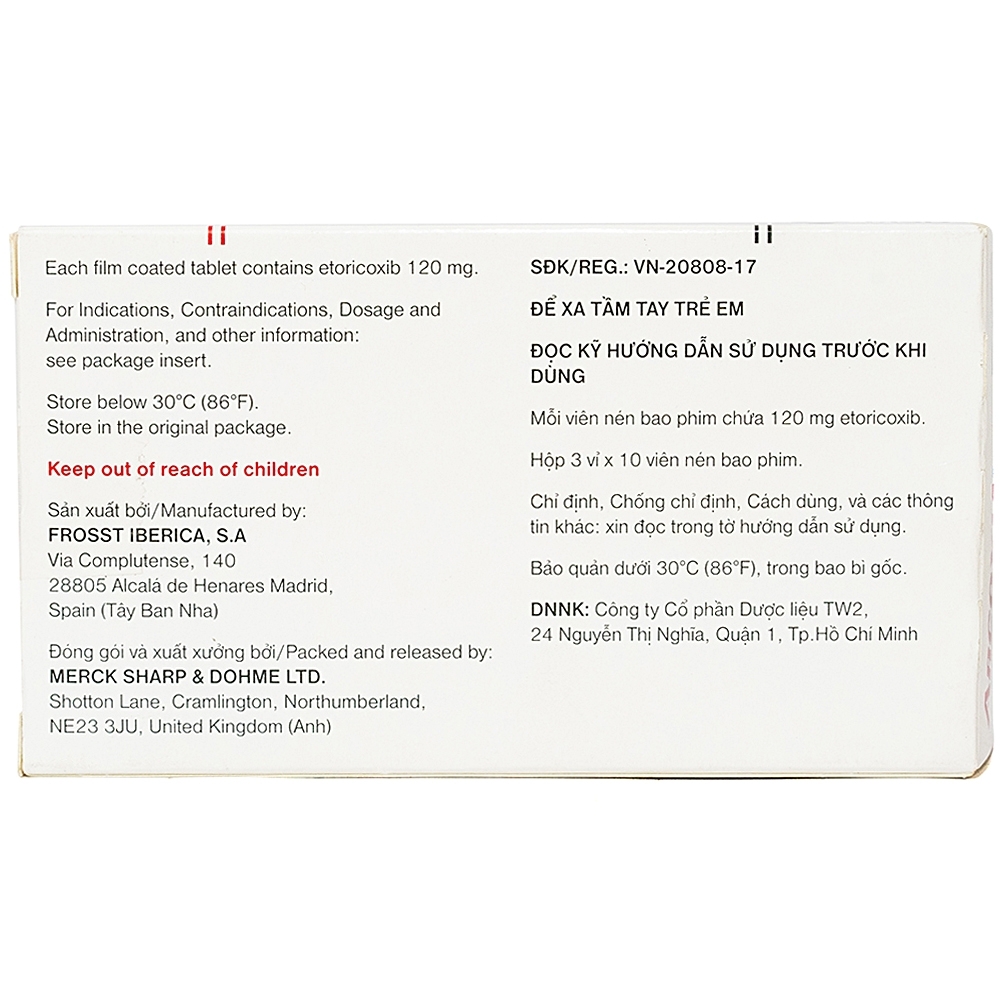 Hình ảnh Thuốc Arcoxia 120mg MSD điều trị thoái hoá khớp, viêm khớp dạng thấp (3 vỉ x 10 viên)