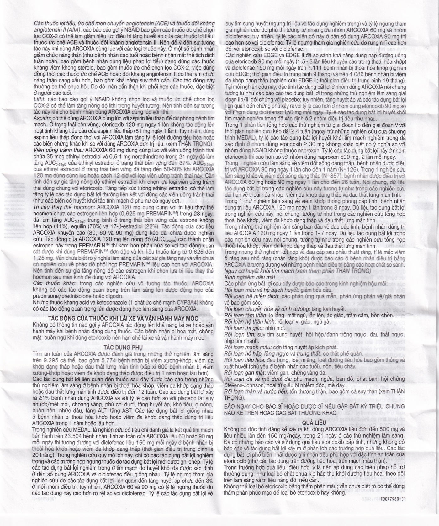 Hình ảnh Thuốc Arcoxia 60mg MSD điều trị thoái hoá khớp, viêm khớp dạng thấp (3 vỉ x 10 viên)