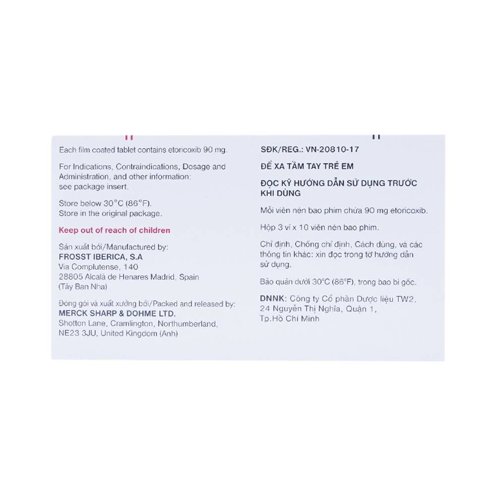 Hình ảnh Thuốc Arcoxia 90mg MSD điều trị thoái hoá khớp, viêm khớp dạng thấp (3 vỉ x 10 viên)