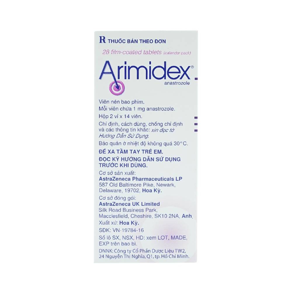 Hình ảnh Thuốc Arimidex 1mg AstraZeneca điều trị ung thư vú tiến triển (2 vỉ x 14 viên)
