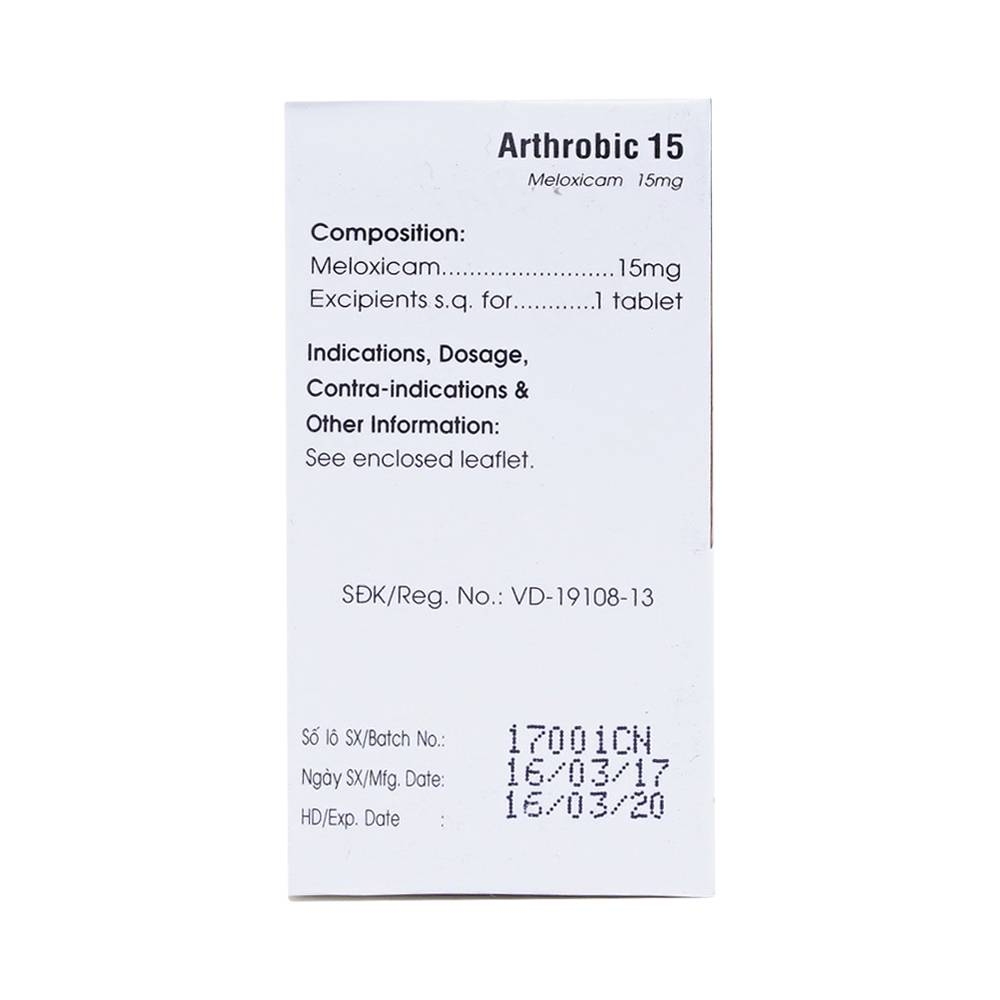 Hình ảnh Thuốc Arthrobic 15 Mekophar điều trị viêm đau xương khớp, viêm khớp dạng thấp (30 viên)