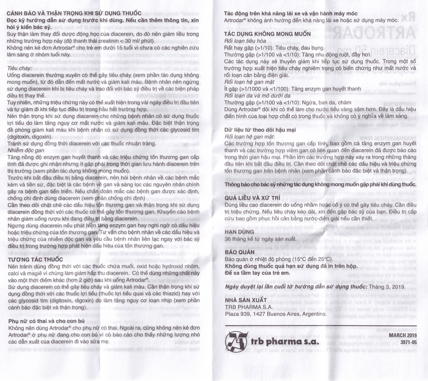 Hình ảnh Thuốc Artrodar 50mg Chemedica điều trị thoái hóa khớp hông hoặc gối (3 vỉ x 10 viên)