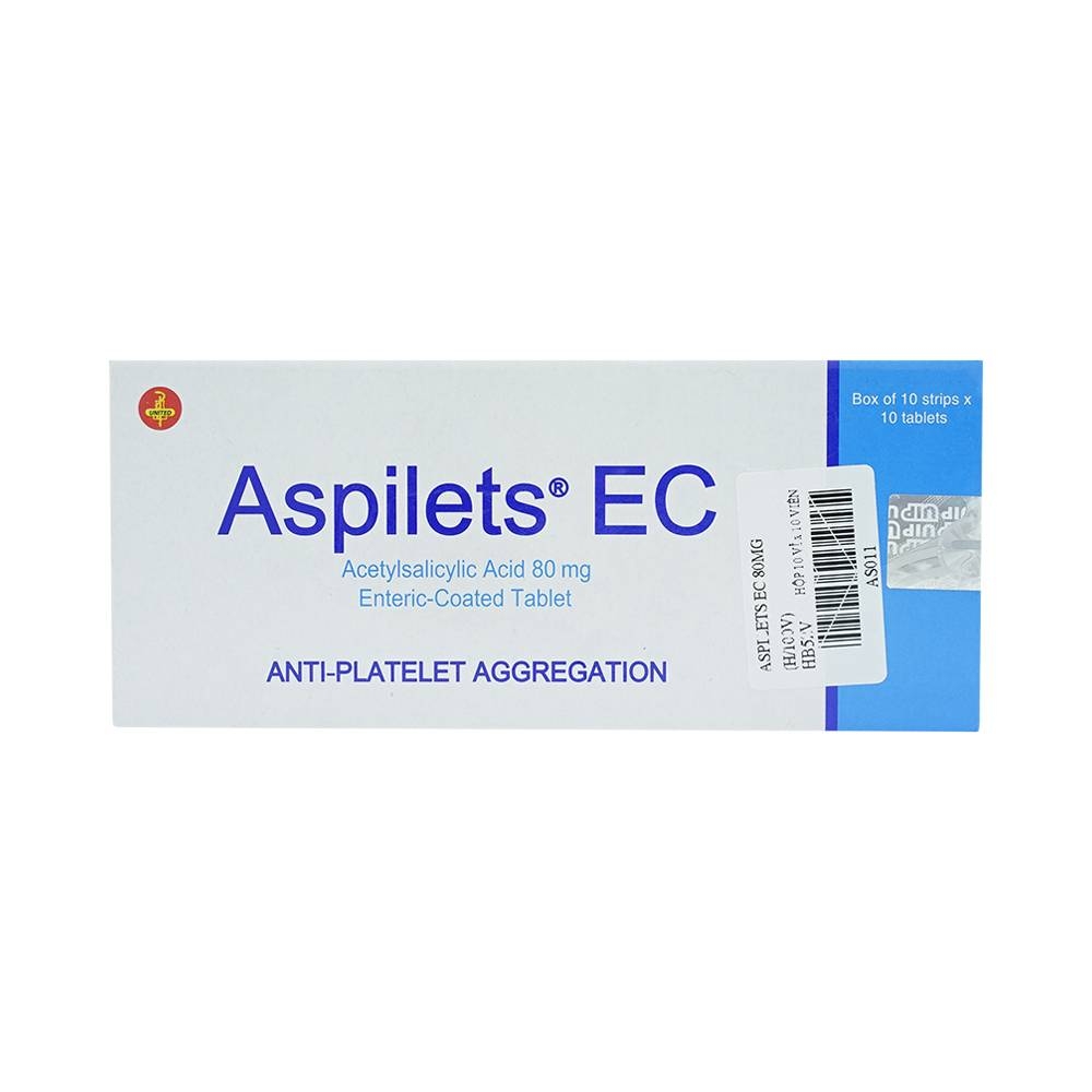 Hình ảnh Thuốc Aspilets EC 80mg phòng ngừa nhồi máu cơ tim, đột quỵ (10 vỉ x 10 viên)