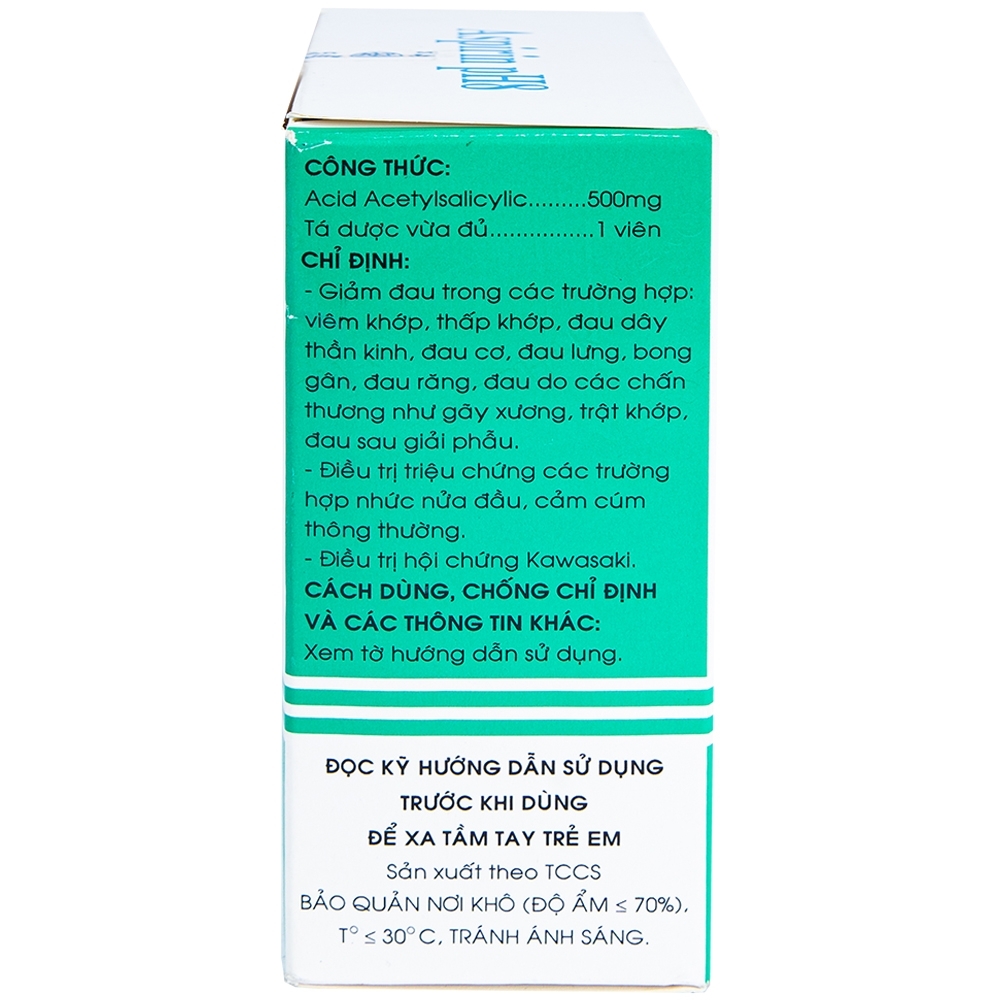 Hình ảnh Thuốc Aspirin pH8 Mekophar giảm cơn đau nhẹ và vừa, hạ sốt (20 vỉ x 10 viên)