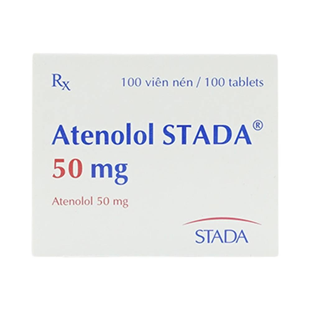 Hình ảnh Thuốc Atenolol Stada 50 mg Stada điều trị tăng huyết áp, đau thắt ngực (10 vỉ x 10 viên)