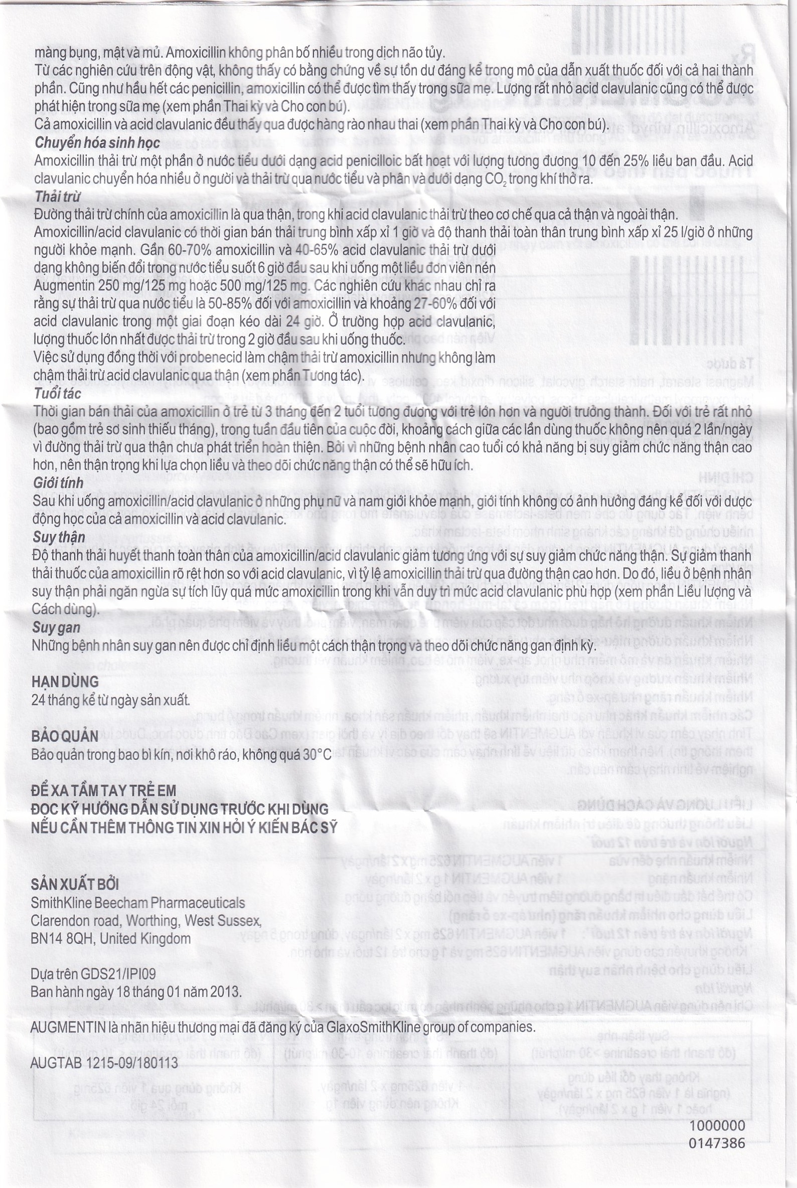 Hình ảnh Thuốc Augmentin 1g GSK điều trị nhiễm khuẩn (2 vỉ x 7 viên)