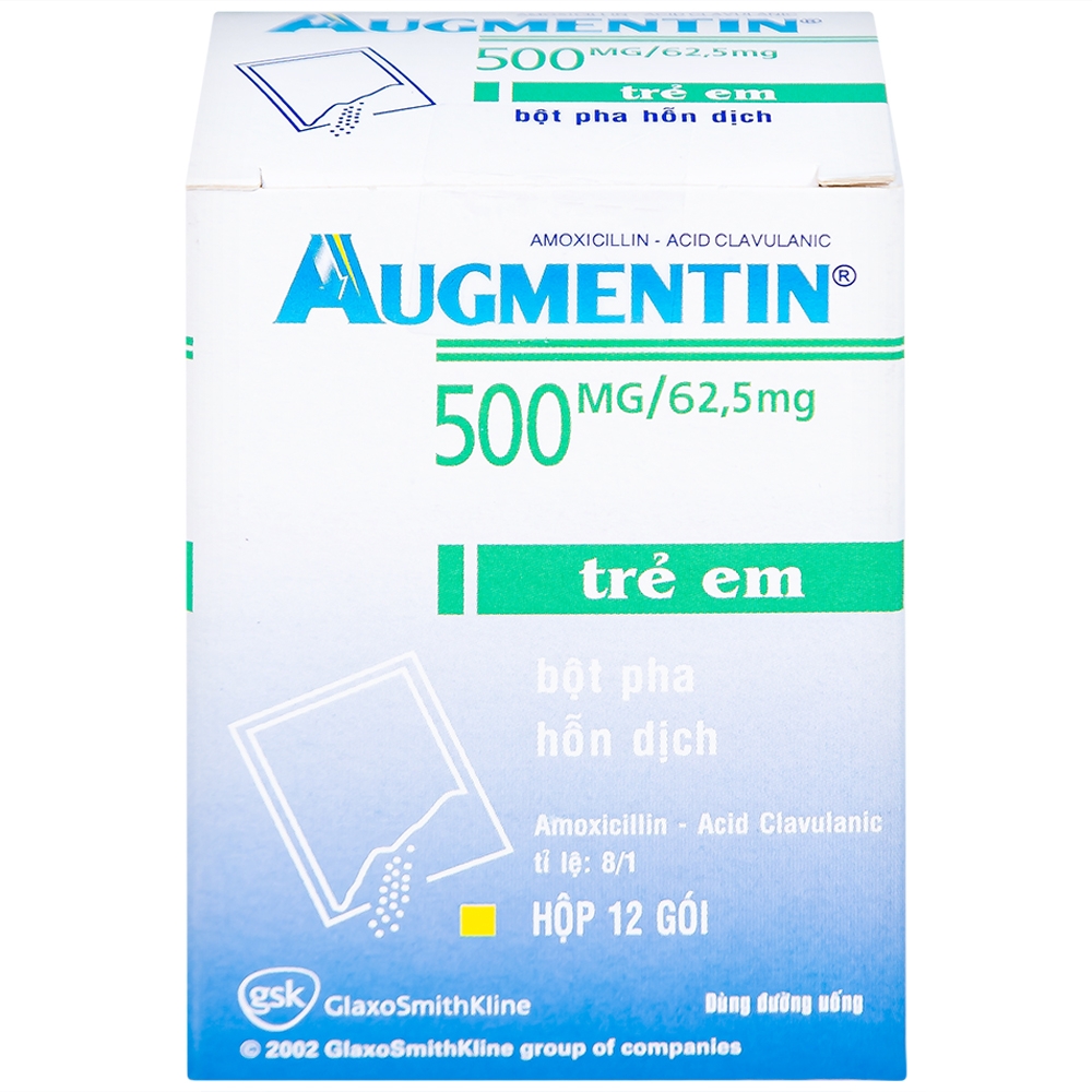 Hình ảnh Bột Augmentin 500mg/62.5mg GSK điều trị nhiễm khuẩn (12 gói)