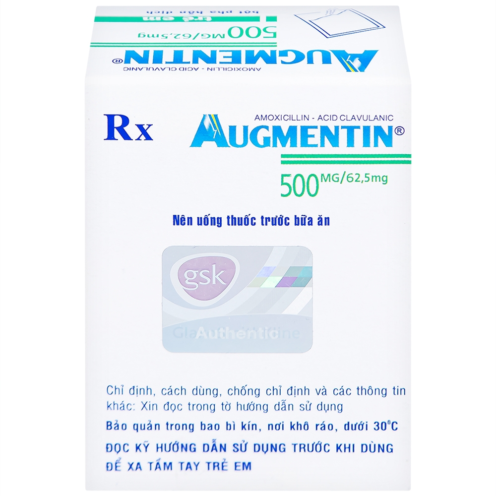 Hình ảnh Bột Augmentin 500mg/62.5mg GSK điều trị nhiễm khuẩn (12 gói)