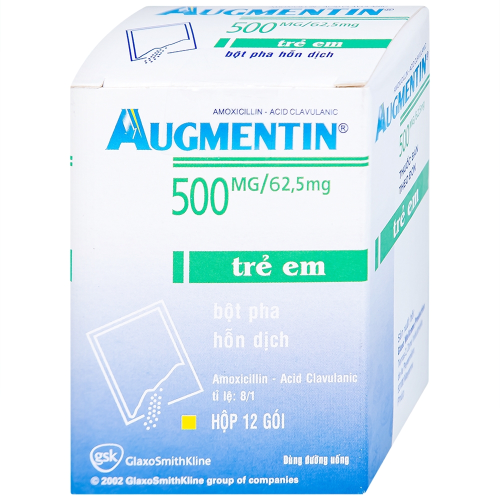 Hình ảnh Bột Augmentin 500mg/62.5mg GSK điều trị nhiễm khuẩn (12 gói)