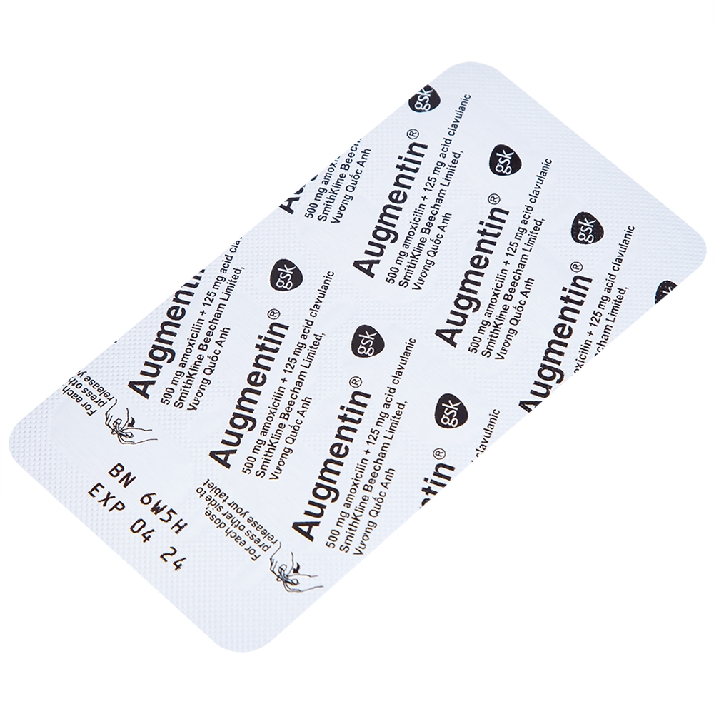 Hình ảnh Thuốc Augmentin 625mg GSK điều trị nhiễm khuẩn (2 vỉ x 7 viên)