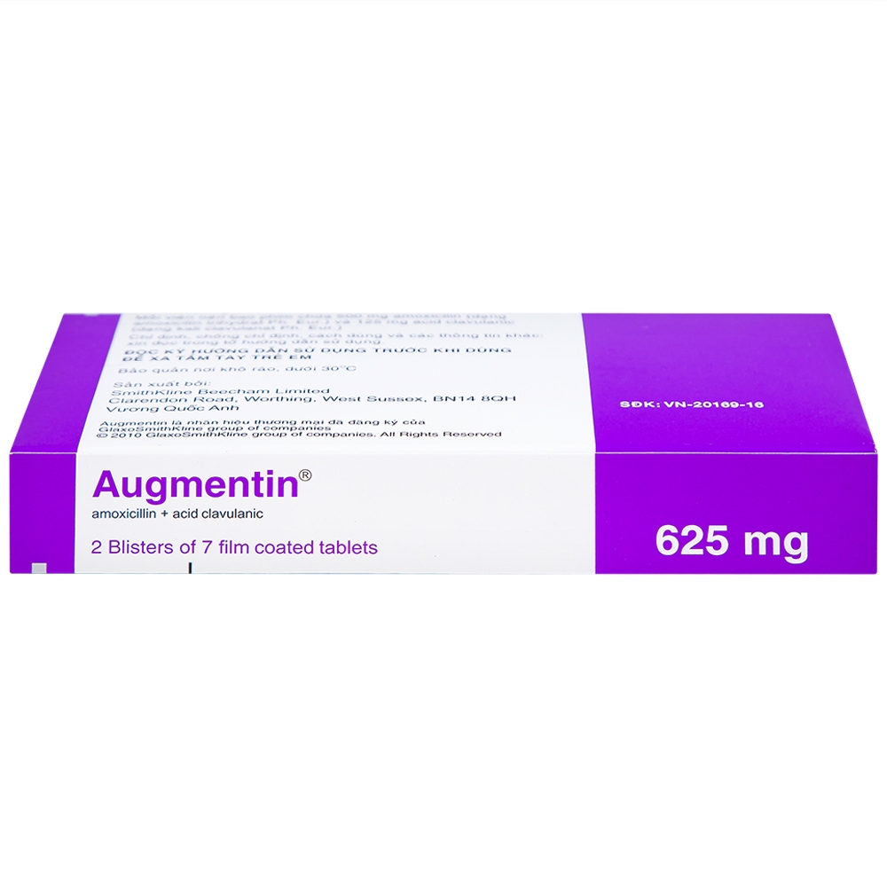 Hình ảnh Thuốc Augmentin 625mg GSK điều trị nhiễm khuẩn (2 vỉ x 7 viên)