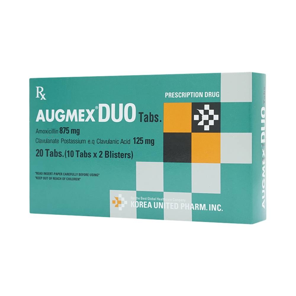 Hình ảnh Thuốc Augmex Duo Korea United điều trị viêm phế quản, viêm bàng quang (2 vỉ x 10 viên) 